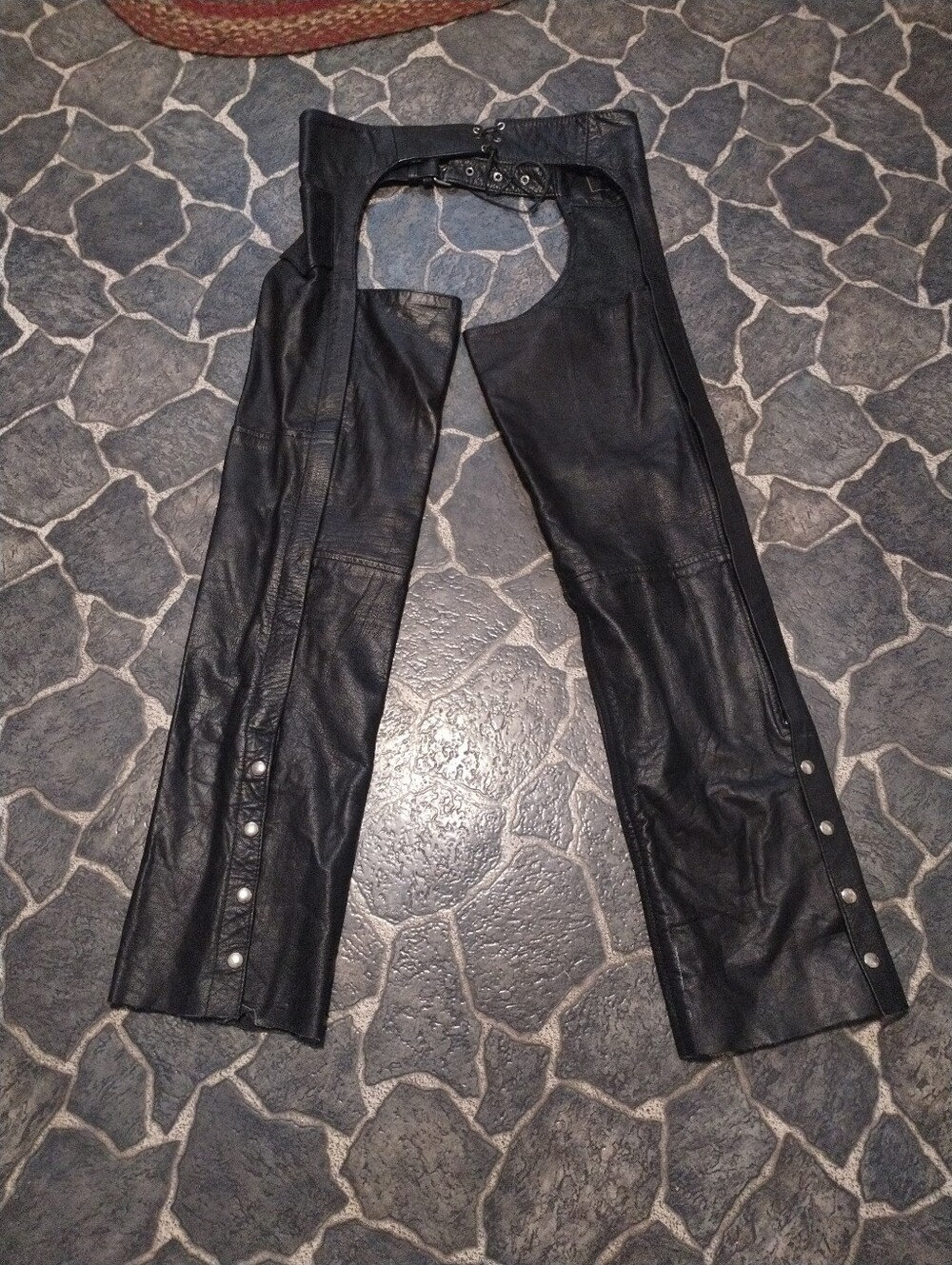 UNIK Leather Apparel black men's motorcycle chaps pants size M VINTAGE